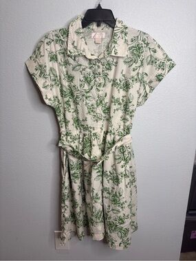 Rachel Parcell Size 14 Green/White Floral Dress